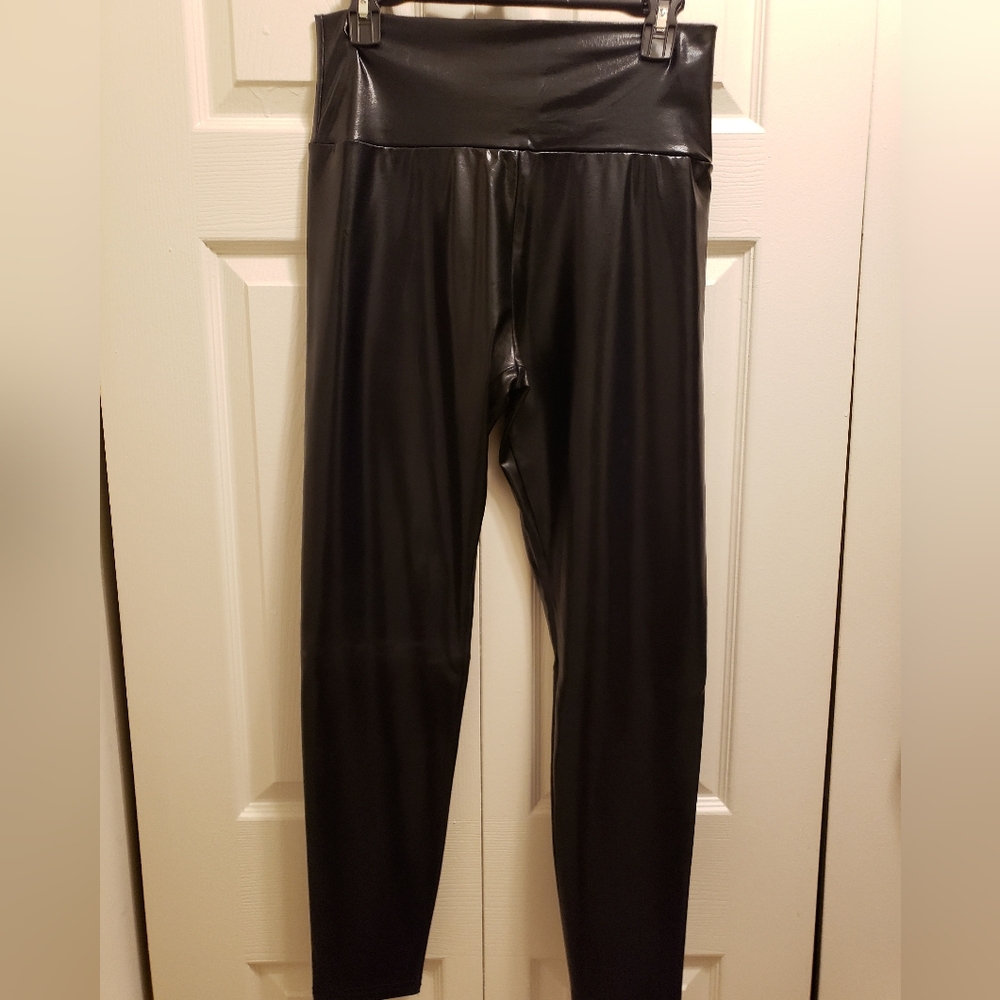 Sleek Black Faux Leather High-Rise Leggings | Edgy & Chic